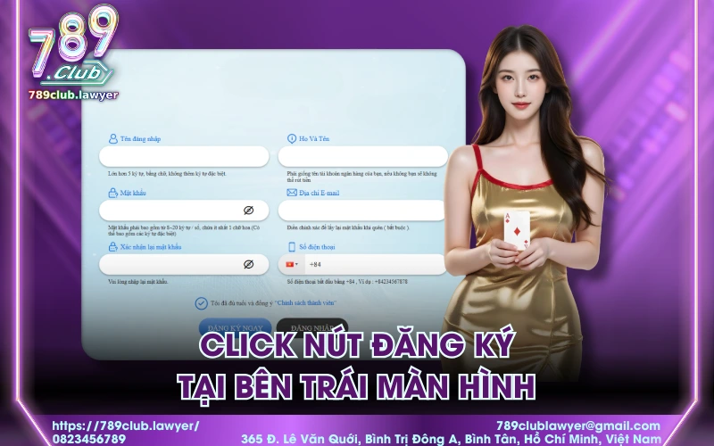 Click nút “Đăng ký” tại bên trái màn hình