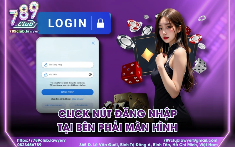 Click nút đăng nhập tại bên phải màn hình